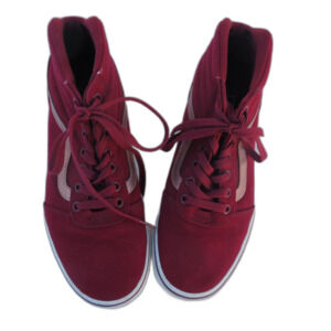 Vans SK8 Burgundy Red Rose Gold Details High Top Sneakers